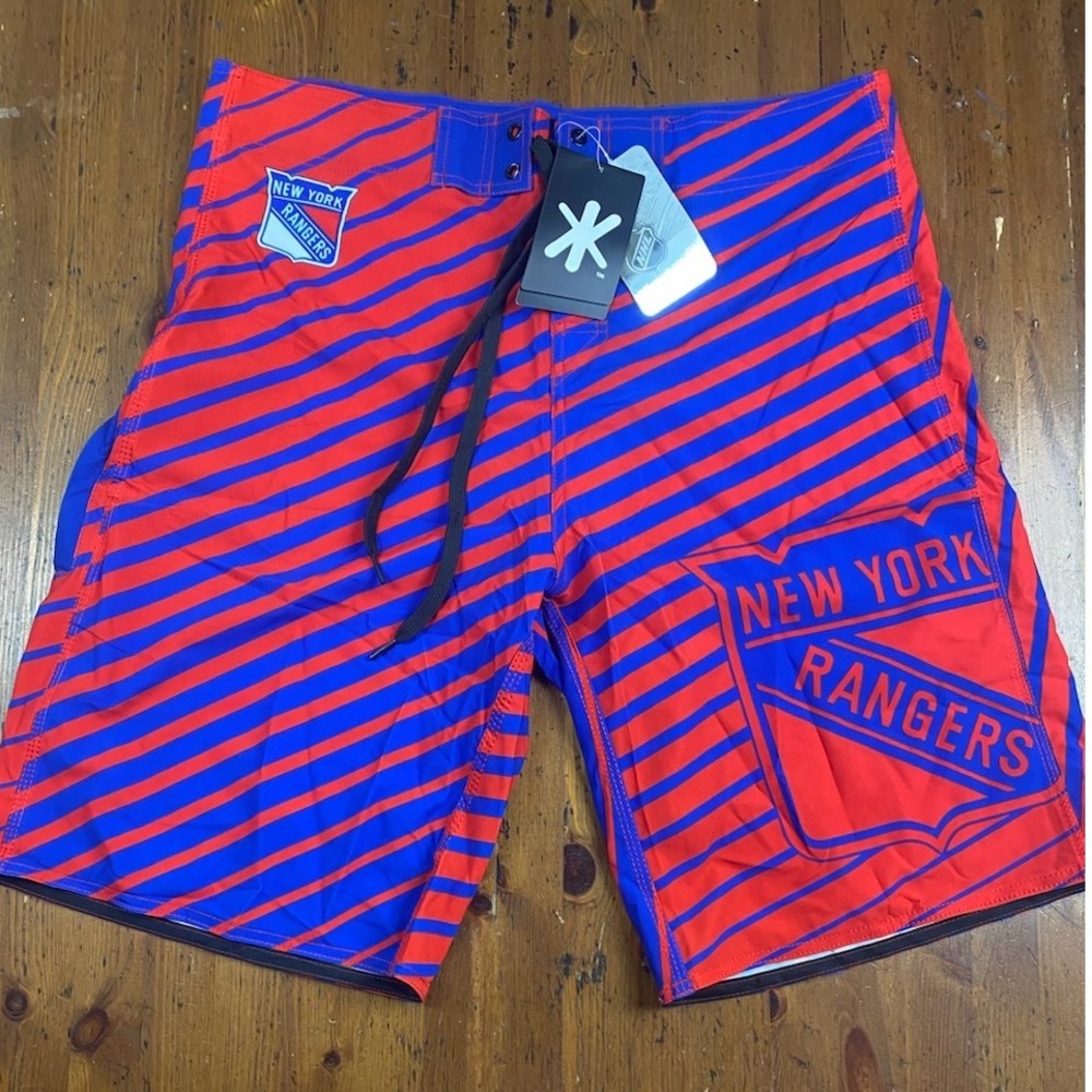New York Rangers‎ NHL Board Shorts Swim Trunks Mens Size 36 Red Blue